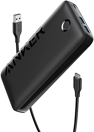 Anker 335 Power Bank (PowerCore 20K), 20W Portable Charger with USB-C Fast Charging, Works for iPhone 13/12 Series, Samsung, iPad Pro, AirPods, Apple Watch, and More.