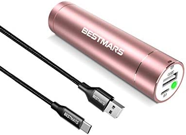 The Smallest 5000mAh Mini Power Bank, Lipstick-sized 2.4A Output Slim Portable Charger USB-C Charging Battery Pack Compatible with iPhone 11 X XS MAX XR 8 7 6s plus iPad Samsung Galaxy Cell Phone Pink