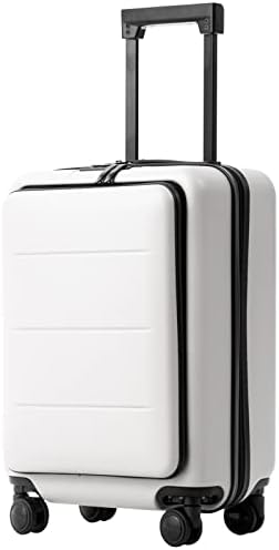 Coolife Luggage Suitcase Piece Set Carry On ABS+PC Spinner Trolley with pocket Compartment Weekend Bag (White, 20in(carry on))