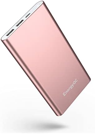 EnergyQC Pilot 4GS Portable Charger, Fast Charging 12000mAh Power Bank Dual 3A High Speed Output External Battery Pack Compatible with iPhone 13/12/11/X Samsung S10 and More â€“ Rose Gold
