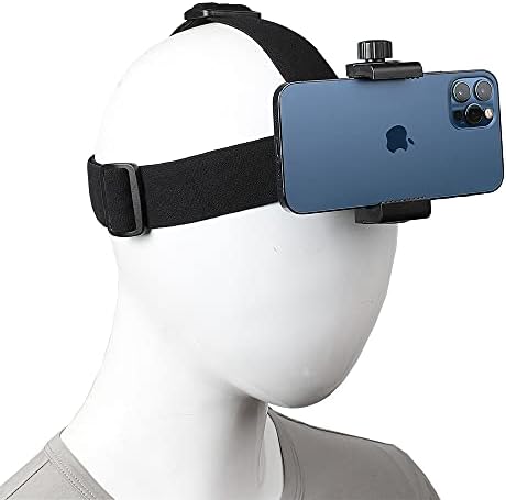 Head-Mounted Mobile Phone Holder,First-Person View Video Outdoor Live Shooting Bracket with Phone Clip(4?-7?) for iPhone Samsung Smartphones and GoPro Insta360 Sony DJI Action Camera Head Mount Strap