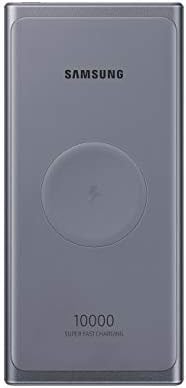 SAMSUNG 10,000 mAh Super Fast 25W Portable Wireless Charger Charger Battery Pack USB-C, Silver (US Version with Warranty) (EB-U3300XJEGUS)
