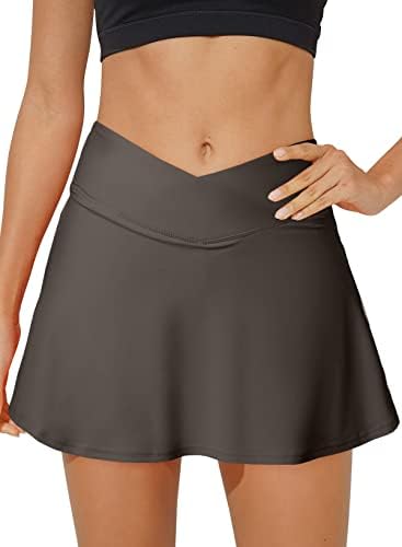 Aleumdr Women?s High Waist Swim Skirt Tulip Hem Shirring Swimsuit Bikini Bottom S-XXL