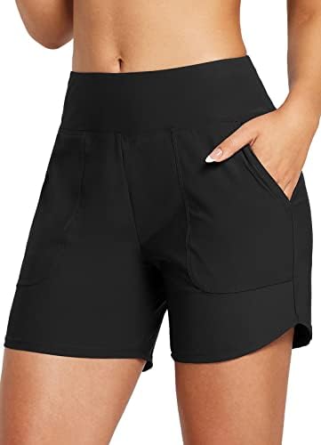 BALEAF Women?s 5 inch Swim Board Shorts Swimming Bottoms High Waisted Tummy Control Swimsuits Beach Shorts with Liner