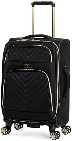 Kenneth Cole Reaction Womenâ€™s Chelsea Luggage Chevron Softside 8-Wheel Spinner Expandable Suitcase Collection, Black, 20-Inch Carry On