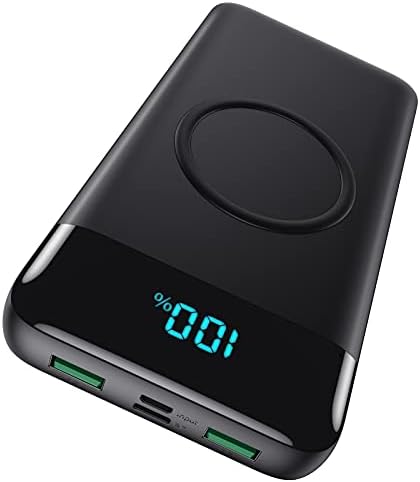 Wireless Portable Charger 30,800mAh 15W Wireless Charging 25W PD QC4.0 Fast Charging Smart LED Display USB-C Power Bank, 4 Output & 2 Input External Battery Pack Compatible with iPhone, Samsung, iPad