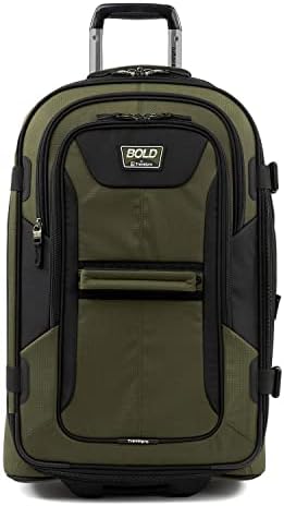 Travelpro Unisex-Adult Bold-Softside Expandable Rollaboard Upright Luggage, Olive/Black, Checked-Medium 25-Inch