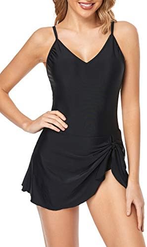 Husmeu Womenâ€™s One Piece Swimdress Swimsuits for Women Tummy Control Swimwear Dress Slimming Plus Size Bathing Suits