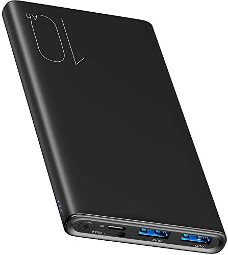 TOZO WB1 PD Portable Charger 10000mAh Slim and Light Fast Power Bank 18W High Charging Speed External Battery Pack with USB C Input/Output Compatiable for iPhone,iPad,Samsung, Black