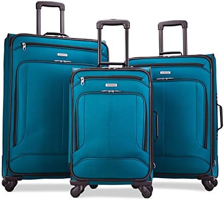 American Tourister Pop Max Softside Luggage with Spinner Wheels, Teal, 3-Piece Set (21/25/29)