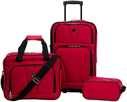 Travelers Club Bowman 3-Piece Expandable Luggage Set, Red, (Dopp/Tote/20)