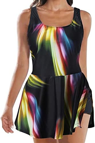 Womens Swim Dress Top Women Plus Size Swimsuits Two Piece Bathing Blouson Tankini Tops with Swim Shorts Athletic Swimwear