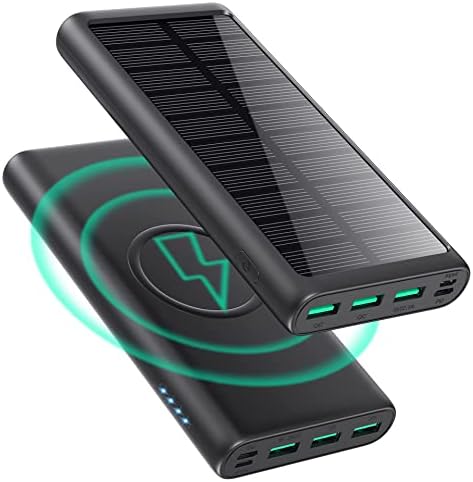 5 in 1 Wireless Portable Charger Power Bank,36800mAh 5 Output Dual QC4.0 25W PD USB C Battery Pack,15W Wireless Fast Charging,IP65 Solar Charger Compatible with iPhone14,13,12 Series,Samsung,iPad etc