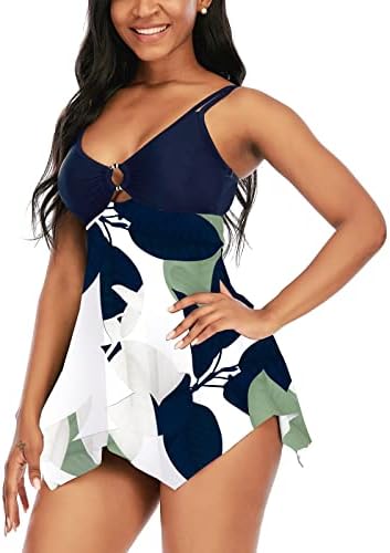 Womens Athletic Two Piece Swimsuits Tummy Control Swimsuit for Women Bathing Suits with Sporty Shorts