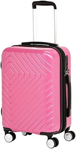 Amazon Basics Geometric Travel Luggage Expandable Suitcase Spinner with Wheels and Built-In TSA Lock, 21.7-Inch â€“ Pink