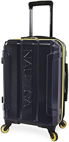 Nautica Maker Hardside Spinner Luggage, Navy/Yellow, Carry-On 21-Inch
