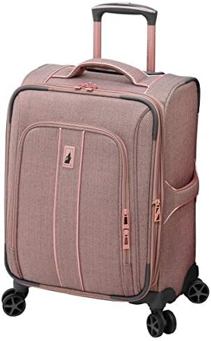 LONDON FOG Newcastle Softside Expandable Spinner Luggage, Rose Charcoal Herringbone, Carry-On 20-Inch