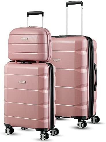 LUGGEX Expandable Carry On Luggage Sets 3 Piece â€“ PP Hard Sided Luggage with Spinner Wheels â€“ Travel Suitcase with TSA Lock, Lightweight