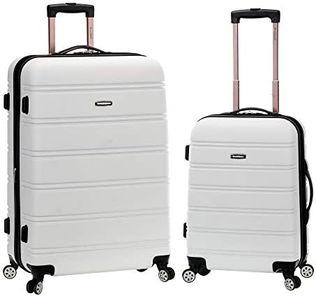 Rockland Melbourne Hardside Expandable Spinner Wheel Luggage, White, 2-Piece Set (20/28)