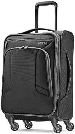 American Tourister 4 Kix Expandable Softside Luggage with Spinner Wheels, Black/Grey, Carry-On 21-Inch