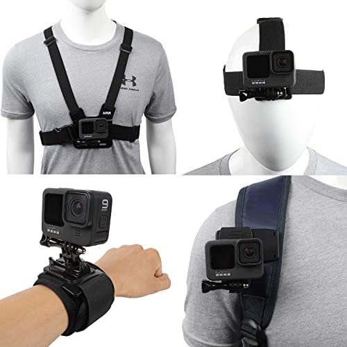 Accessories Set for GoPro Hero 11/10/9/8/7/6/5/4,New Quick Release Head Strap Mount + Chest Mount Harness + Backpack Clip Holder + 360°Rotating Wrist Strap