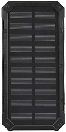 Shanrya Solar Power Bank Case, 20000mAh Large Capacity Charger Power Bank Case Suitable for Sport Power Saving for Home for Travel for Outdoors (Battery NOT Included)(Black)