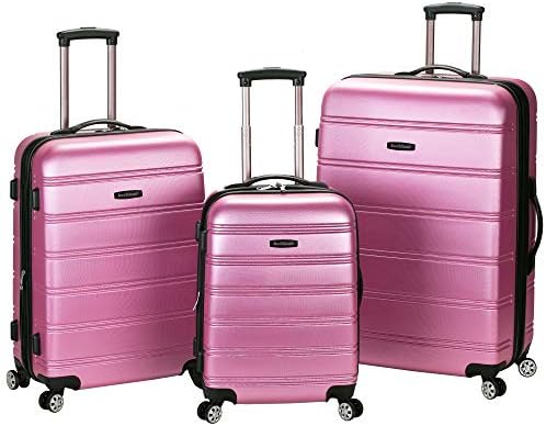 Rockland Melbourne Hardside Expandable Spinner Wheel Luggage, Pink, 3-Piece Set (20/24/28)