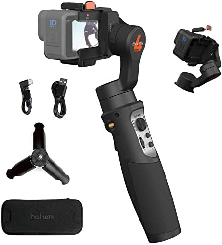 hohem iSteady Pro 4 3-Axis Gimbal Stabilizer for Gopro 11/10/9 8/7/6/5, for Osmo Action and Other Action Cameras â€“ Support Bluetooth & Cable Control ,IPX4 Splash Proof with Tripod