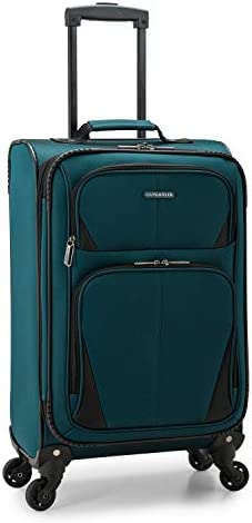 U.S. Traveler Aviron Bay Expandable Softside Luggage with Spinner Wheels, Teal, Carry-on 23-Inch