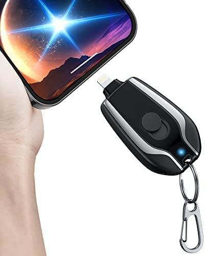 EMNT Keychain Portable Charger for iPhone,1600mAh Mini Power Emergency Pod,External Fast Charging Power Bank Battery Pack, Smaller Cell Phone Charger for iPhone 14/13/12/11/Plus/Pro MaxXS/XR/X/8/7/6s