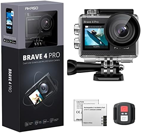 AKASO Brave 4 Pro 4K30FPS Action Camera ? 131ft Underwater Camcorder Waterproof Camera with Touch Screen Advanced EIS Remote Control 5X Zoom Underwater Camera Support External Mic