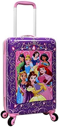 Disney Princess Luggage 20 Inches Hard-Sided Rolling Spinners Carry-On Tween Travel Trolley Suitcase for Kids â€“ Pink