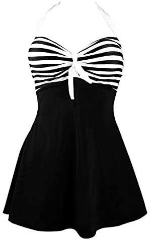 COCOSHIP Vintage Sailor Pin Up Swimsuit Retro One Piece Skirtini Cover Up Swimdress(FBA)