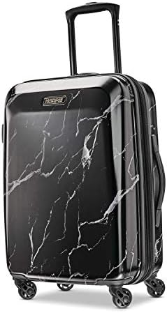 American Tourister Moonlight Hardside Expandable Luggage with Spinner Wheels, Black Marble, Carry-On 21-Inch