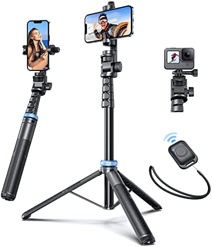 ð—¡ð—²ð˜„ð—²ð˜€ð˜ iPhone Tripod, ANGFLY 60? Selfie Stick Tripod with Remote, Travel GoPro Tripod for iPhone Compatible with iPhone 14 Pro Max /13 Pro / 12 Pro Max/Samsung S21 Ultra/GoPro/Camera
