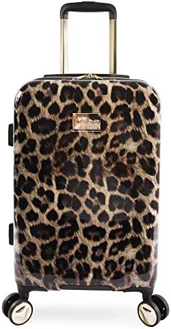 BEBE Women?s Adriana 21? Hardside Carry-on Spinner Luggage, Leopard, One Size