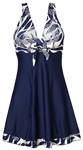 MiYang Womenâ€™s One Piece High Waist Printing Swim Dress Padded Swimwear