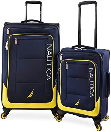 Nautica Helios 2pc Softside Luggage Set, Navy Yellow