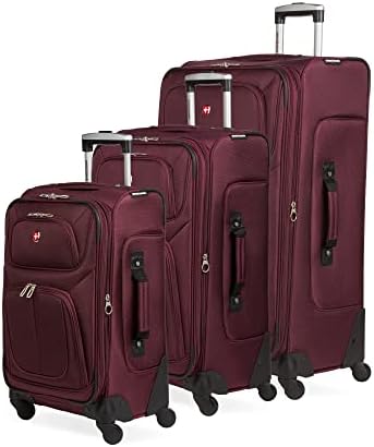 SwissGear Sion Softside Expandable Luggage, Merlot, 3 Piece Set (21/25/27)