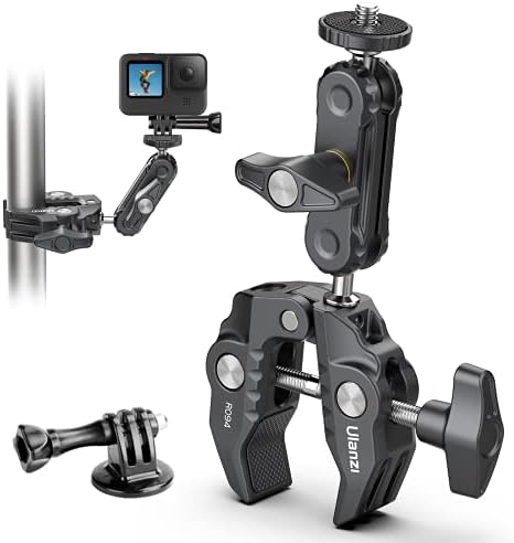 ULANZI Super Clamp Camera Clamp Mount Monitor 360Â° Ballhead Magic Arm Double Ball Head Adapter with 1/4â€³-20 & 3/8â€³-16 Thread for Canon Nikon DSLR Camera/Gopro/LED Lights/Ronin-M/Ronin MX/Freefly MOVI