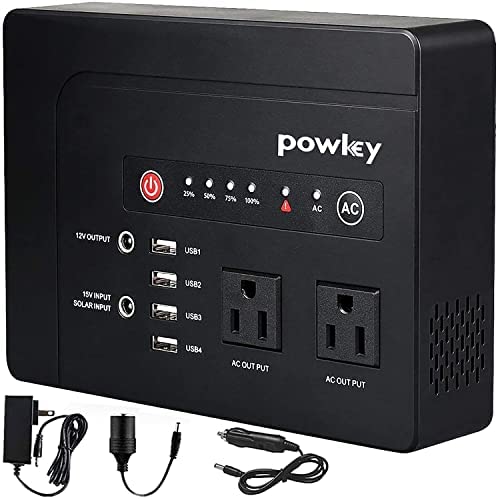 powkey AC Power Bank, 200Watts External Battery Pack 146Wh Camping Supply for CPAP,Emergency Power for Family,2 DC Ports, 2 AC Ports, 4 USB Ports