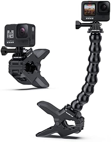 Sametop Jaws Flex Clamp Mount with Adjustable Gooseneck Compatible with GoPro Hero 11, 10, 9, 8, 7, 6, 5, 4, Session, 3+, 3, 2, 1, Max, Hero (2018), Fusion, DJI Osmo Action Cameras