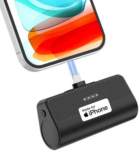 KKD Portable Charger for iPhoneã€MFi Certifiedã€‘ 5000mAh Mini Fast Charging Power Bank Small Battery Charger for iPhone 14/14 Pro Max/13/13 Pro Max/12/12 Pro Max/11/11 Pro Max/SE/XR/XS/X/8/7/6
