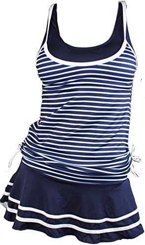 MiYang Womenâ€™s Tankini Striped Vintage Swim Dress