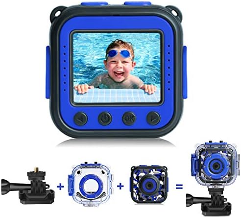 PROGRACE [Upgraded] Kids Waterproof Camera Action Video Digital Camera 1080 HD Camcorder for Boys Toys Gifts Build-in Game(Blue)
