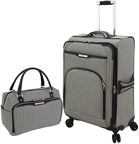 LONDON FOG Oxford III 2 Piece Set (Cabin Bag and 25â€³ Spinner), Black White