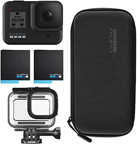 GoPro HERO8 Black Bundle: Includes HERO8 Black Action Camera, 2 Total Rechargeable Battery, Protective Housing â€“ Broag Black Carrying Case for HERO8, Black
