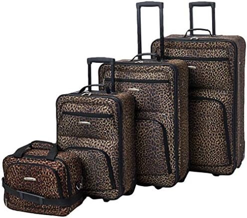 Rockland Jungle Softside Upright Luggage Set, Leopard, 4-Piece (14/19/24/28)