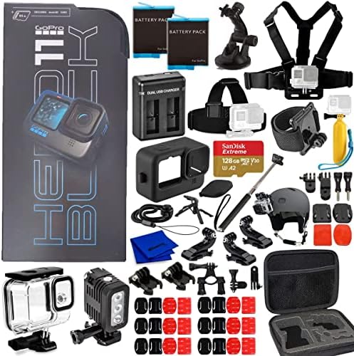 GoPro HERO11 (Hero 11) Black â€“ Waterproof Action Camera with 5.3K Ultra HD Video, 27MP Photos, 1/1.9â€³ Image Sensor, Live Streaming, Webcam + 50 Piece Bundle with 128GB SD Card, 2 Extra Batteries