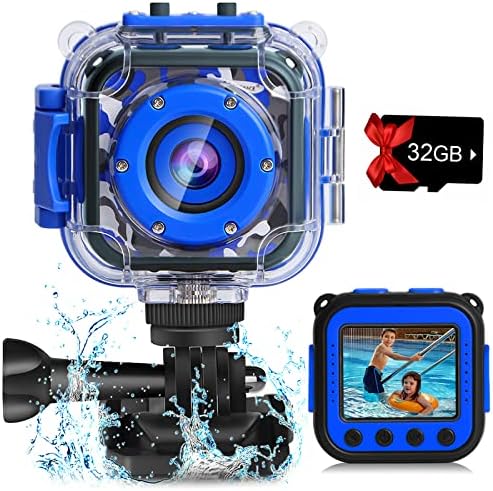 PROGRACE Kids Camera Waterproof Boys â€“ Toy Gifts for Boy Kids Video Camera Underwater Recorder HD Kids Digital Camera Toddler Children Camcorder Age 3 4 5 6 7 8 9 10 Year Old Birthday Presents